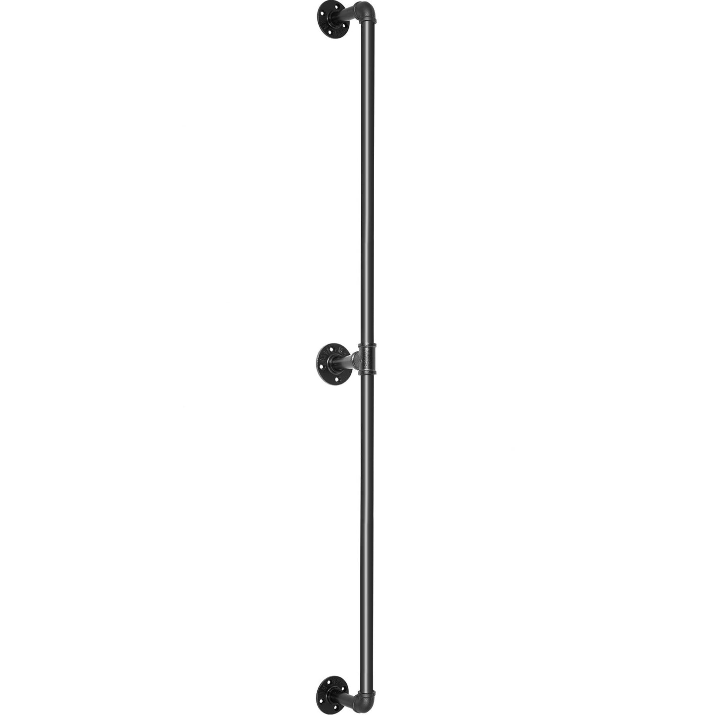 Pipe Stair Handrail, 1.8m Staircase Handrail, 200KG Load Capacity Carbon Steel Pipe Handrail, Industrial Pipe Handrail with Wall Mount Support, Round Corner Wall Handrailings for Indoor, Outdoor