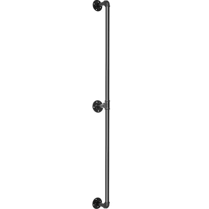 Pipe Stair Handrail, 1.8m Staircase Handrail, 200KG Load Capacity Carbon Steel Pipe Handrail, Industrial Pipe Handrail with Wall Mount Support, Round Corner Wall Handrailings for Indoor, Outdoor