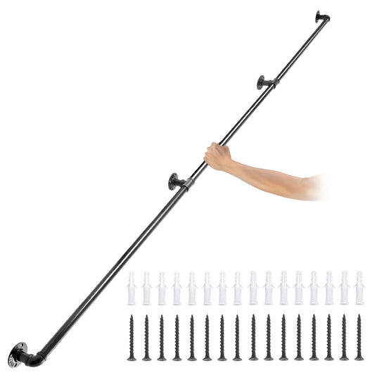 VEVOR Pipe Stair Handrail, 9FT Staircase Handrail, 440LBS Load Capacity Carbon Steel