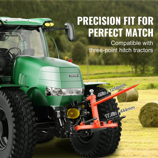 49" Hay Bale Spear, 726kg Capacity, Three-Point Hitch Tractor Attachment