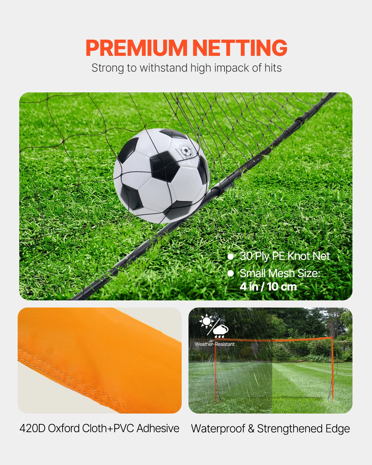 VEVOR 12x6 ft Portable Soccer Goal Kids Soccer Net Carry Bag Backyard Training