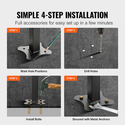VEVOR Outdoor Stair Railing, Fits for 1-4 Steps Transitional Wrought Iron Handrail,