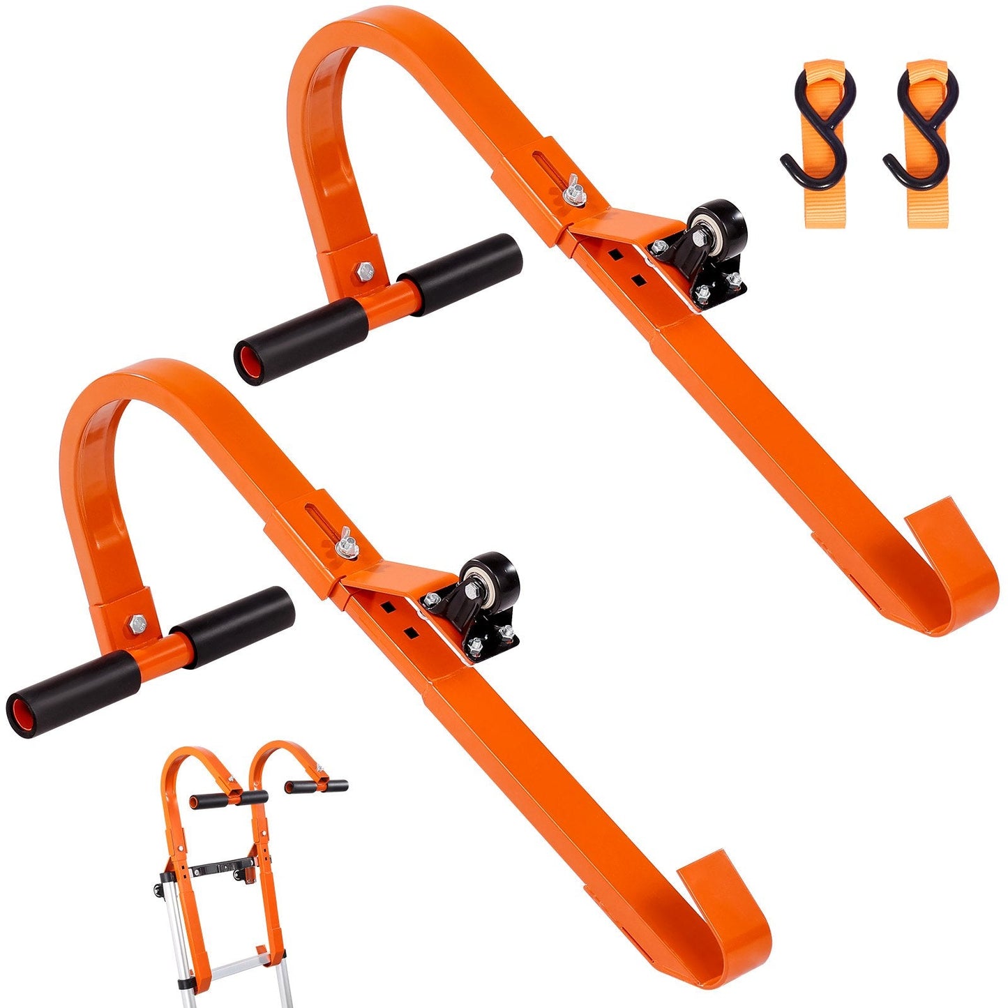 Roof Ladder Hook Stabilizer, T-Bar Steel with Wheel, 2-Pack, 226.8 kg Capacity