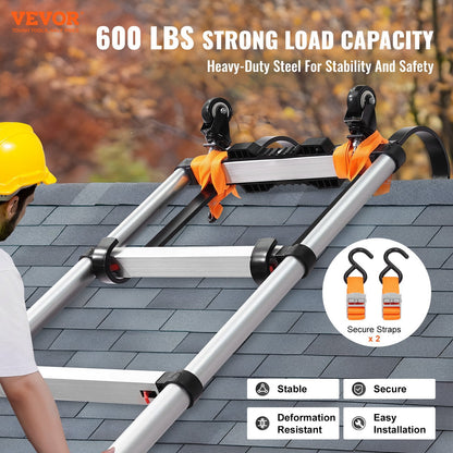 Roof Ladder Hook Stabilizer 2-Pack with Wheels & Swivel Bar, Carbon Steel