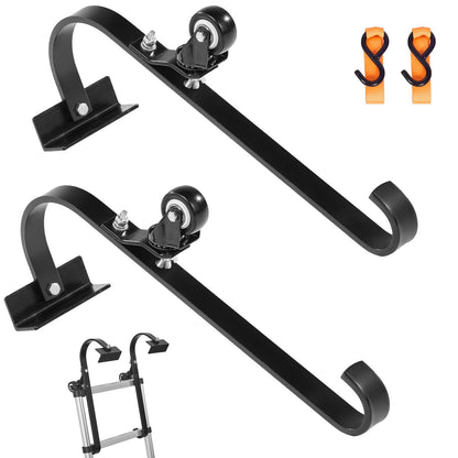Roof Ladder Hook Stabilizer 2-Pack with Wheels & Swivel Bar, Carbon Steel