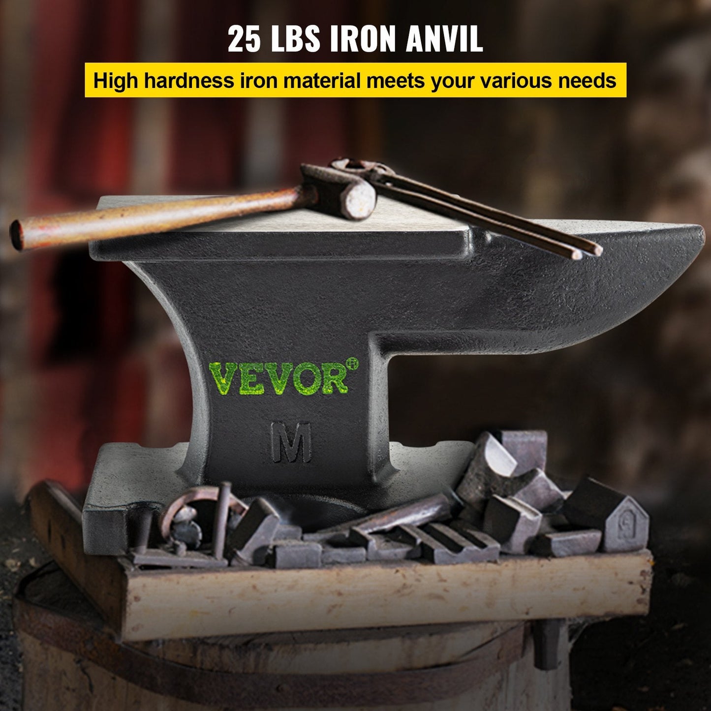 11kg Single Horn Cast Iron Anvil with 0.17 x 0.09m Countertop, Blacksmith Tool