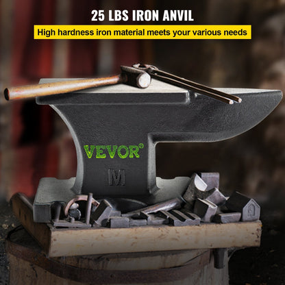 11kg Single Horn Cast Iron Anvil with 0.17 x 0.09m Countertop, Blacksmith Tool