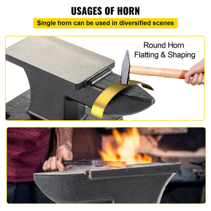 11kg Single Horn Cast Iron Anvil with 0.17 x 0.09m Countertop, Blacksmith Tool