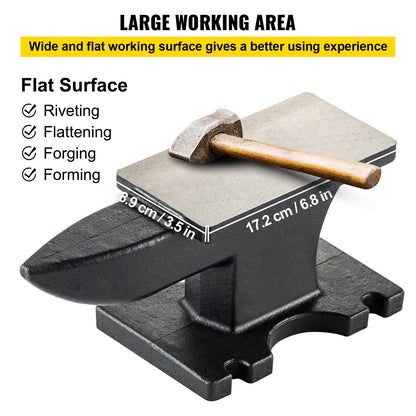 11kg Single Horn Cast Iron Anvil with 0.17 x 0.09m Countertop, Blacksmith Tool