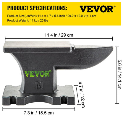 11kg Single Horn Cast Iron Anvil with 0.17 x 0.09m Countertop, Blacksmith Tool