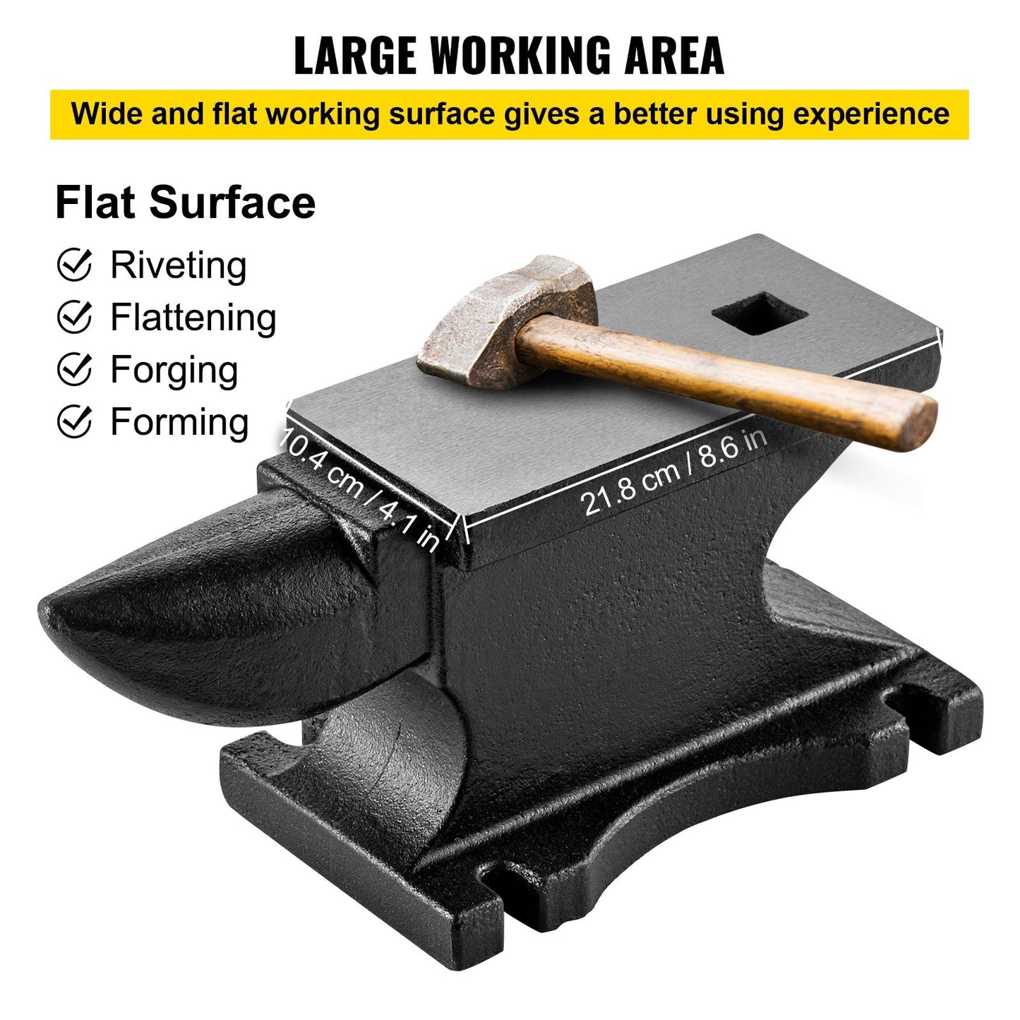 Blacksmith Cast Iron Anvil, 25kg with 2.4cm Square Hole and Horn Design