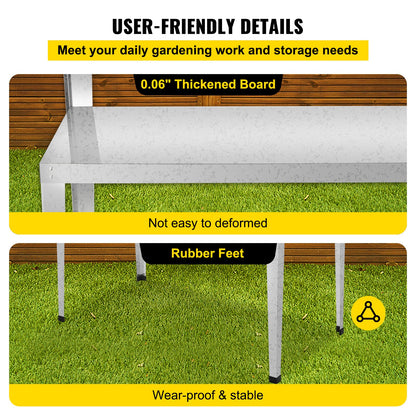 VEVOR Potting Bench, 44L x 24W x 44H in, Weathering Steel Outdoor Workstation with