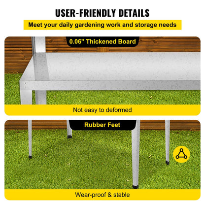 Weathering Steel Gardening Table, 111 x 60.5 x 112 cm, Dual-Layer Outdoor Workstation