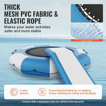 VEVOR Inflatable Water Bouncer, 10ft Recreational Water Trampoline, Portable Bounce