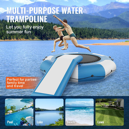 Inflatable Water Trampoline with Slide & Ladder, 3.1m for Pool & Lake Fun