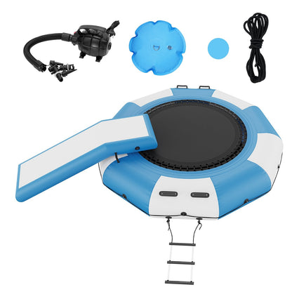 Inflatable Water Trampoline with Slide & Ladder, 3.1m for Pool & Lake Fun