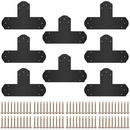 Black T-Shaped Mending Plates, 8-Pack, 0.45m Post-to-Beam Connectors