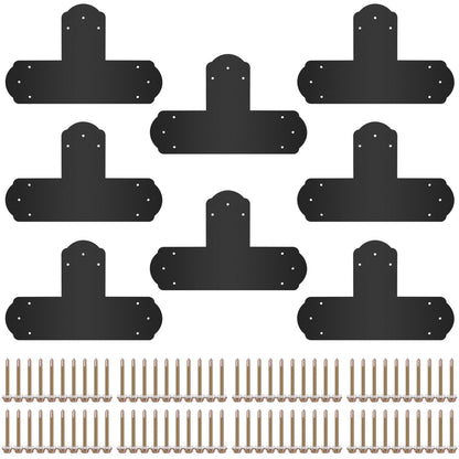 VEVOR Black T Mending Plate T-shape 8 PCs 6" Flat Connector Post to Beam Bracket