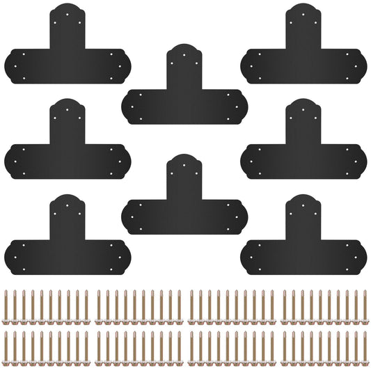 VEVOR Black T Mending Plate T-shape 8 PCs 6" Flat Connector Post to Beam Bracket
