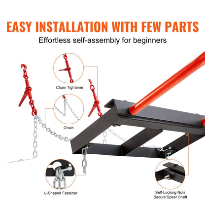 49" Hay Bale Spear Attachment, 1360kg Capacity, Skid Steer & Tractor Compatible