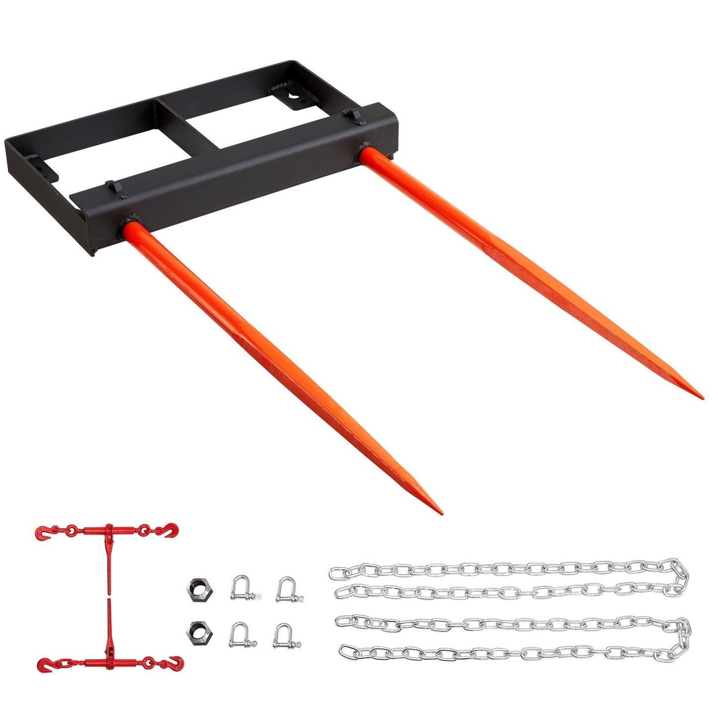 49" Hay Bale Spear Attachment, 1360kg Capacity, Skid Steer & Tractor Compatible