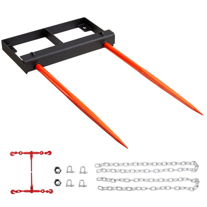 49" Hay Bale Spear Attachment, 1360kg Capacity, Skid Steer & Tractor Compatible
