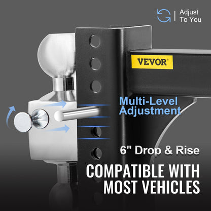 Adjustable Trailer Hitch with 0.15m Rise & Drop, 10,000 kg Capacity, Anti-Theft Design