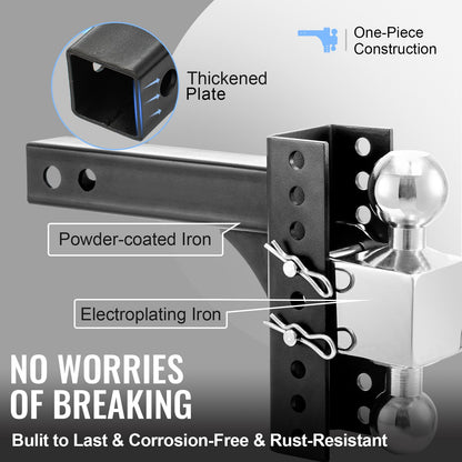 VEVOR Adjustable Trailer Hitch, 6" Rise & Drop Hitch Ball Mount 2" Receiver  22,000