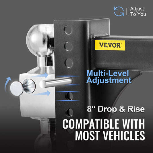 Adjustable Trailer Hitch with 0.2m Rise & Drop, 6.3 Ton Capacity, Anti-Theft Design