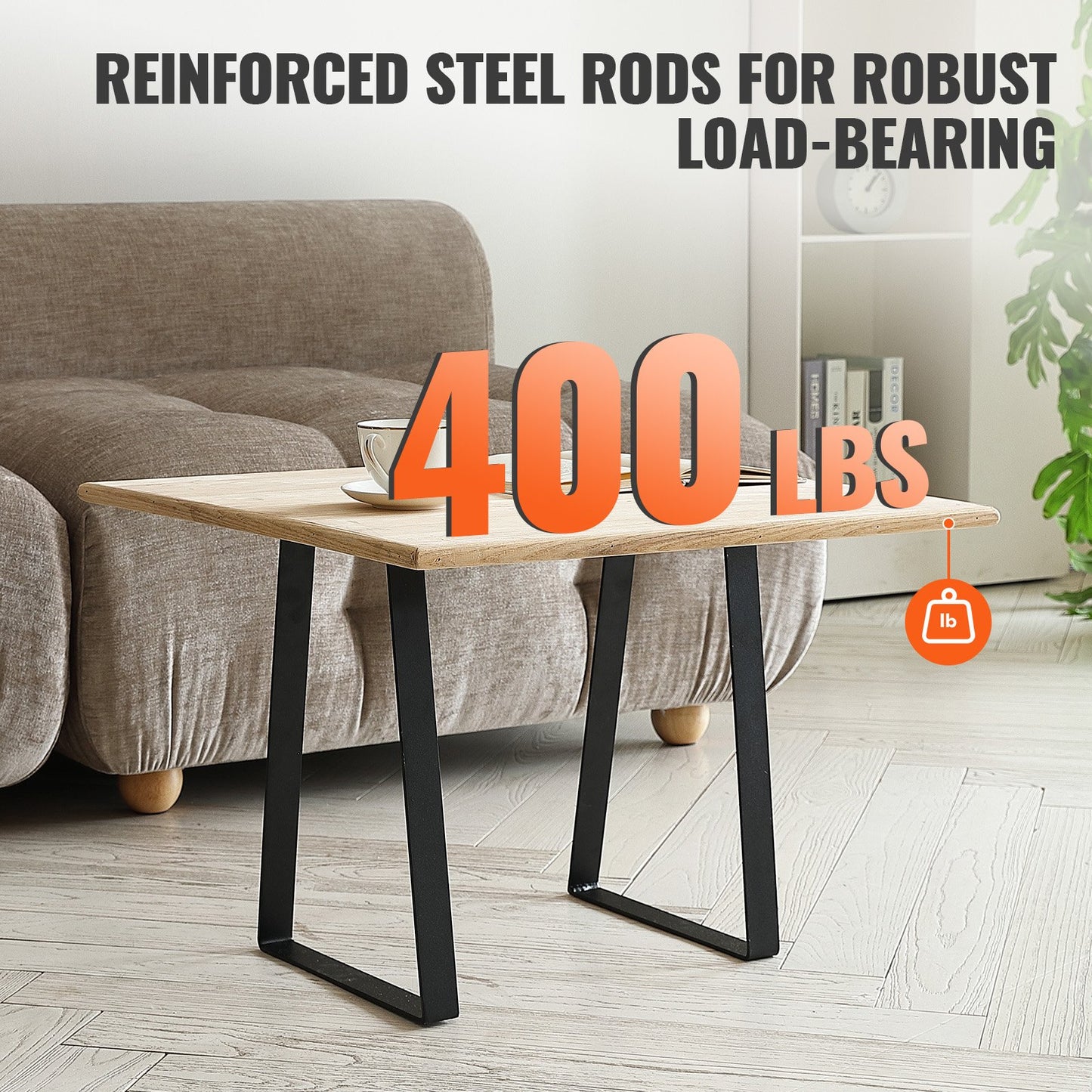 VEVOR 406MM Trapezoid Solid Steel Furniture Legs Set of 2 for DIY Coffee Tables