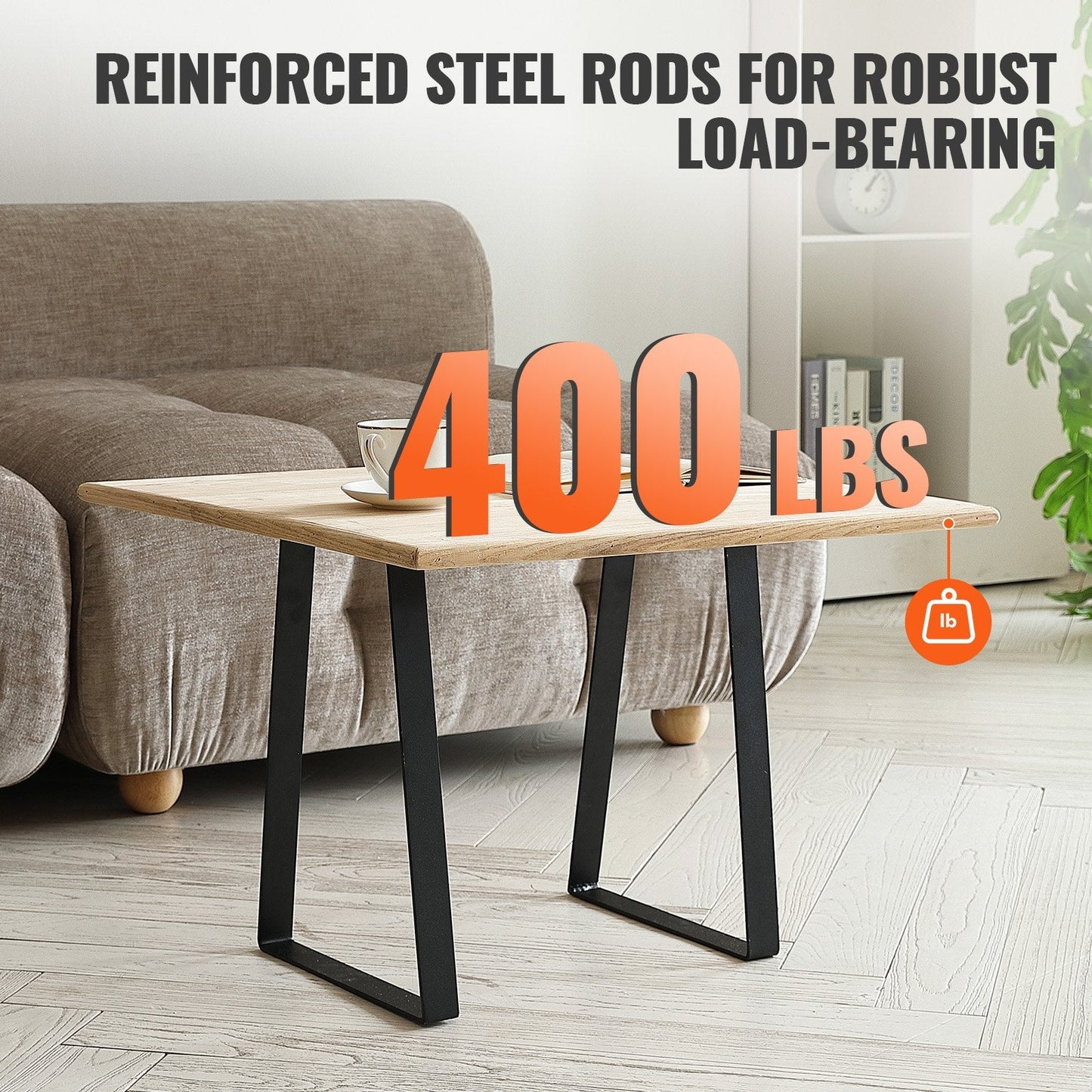 Trapezoid Steel Furniture Legs Set for DIY Tables, 0.4m Height, 181kg Capacity