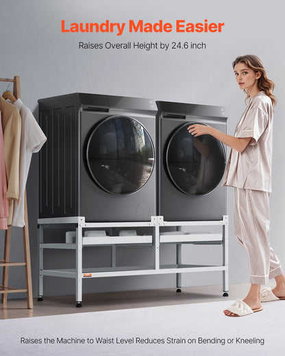 VEVOR Washing Machine Stand Pedestal 1230x635 mm 267 kg with Double Tray