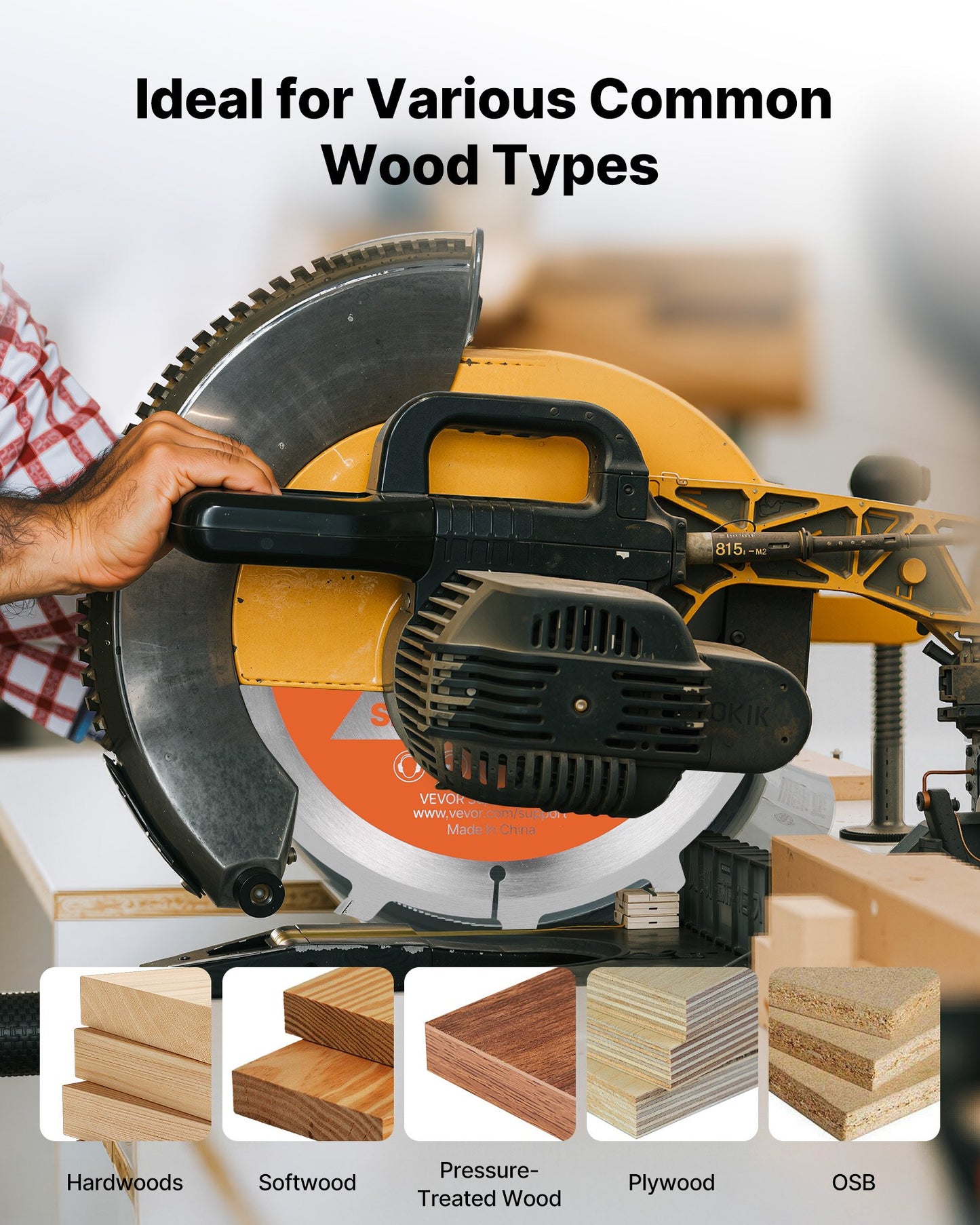 Dado Blade Set, 203 mm Diameter, 12 Sharp Alloy Teeth, 15.875 mm Arbor, Fine Finish, Stacking Dado Blades with Chippers and Shims, Noise-Reducing Heat Vents, for Cutting Plywood, OSB, Hardwood