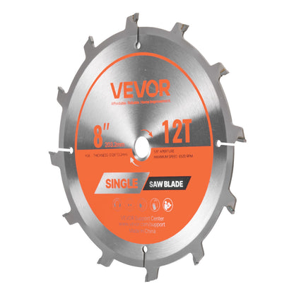 Dado Blade Set, 203 mm Diameter, 12 Sharp Alloy Teeth, 15.875 mm Arbor, Fine Finish, Stacking Dado Blades with Chippers and Shims, Noise-Reducing Heat Vents, for Cutting Plywood, OSB, Hardwood