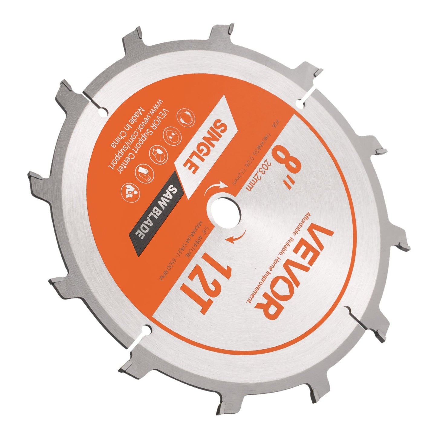Dado Blade Set, 203 mm Diameter, 12 Sharp Alloy Teeth, 15.875 mm Arbor, Fine Finish, Stacking Dado Blades with Chippers and Shims, Noise-Reducing Heat Vents, for Cutting Plywood, OSB, Hardwood
