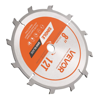 Dado Blade Set, 203 mm Diameter, 12 Sharp Alloy Teeth, 15.875 mm Arbor, Fine Finish, Stacking Dado Blades with Chippers and Shims, Noise-Reducing Heat Vents, for Cutting Plywood, OSB, Hardwood
