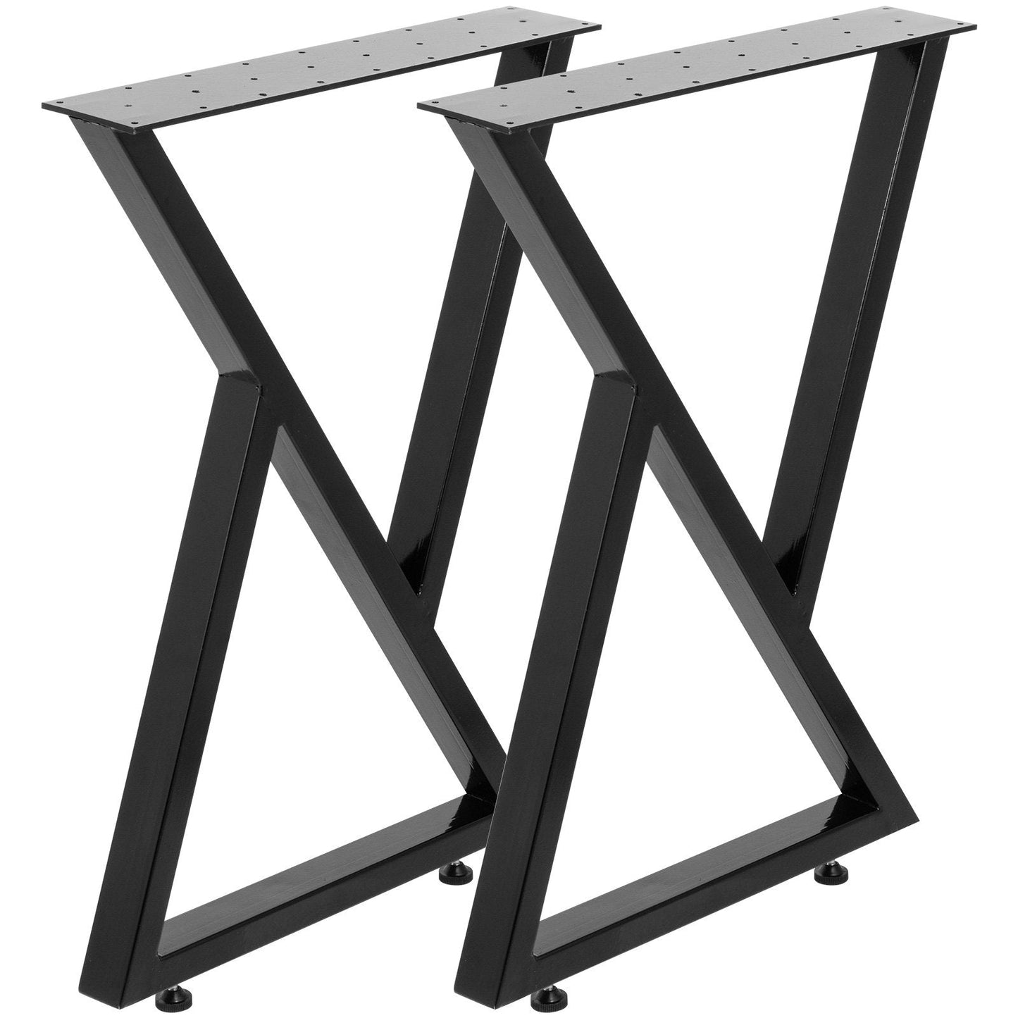 Black Steel Zig Zag Table Legs - 0.71m Height, 0.51m Width, Set of 2