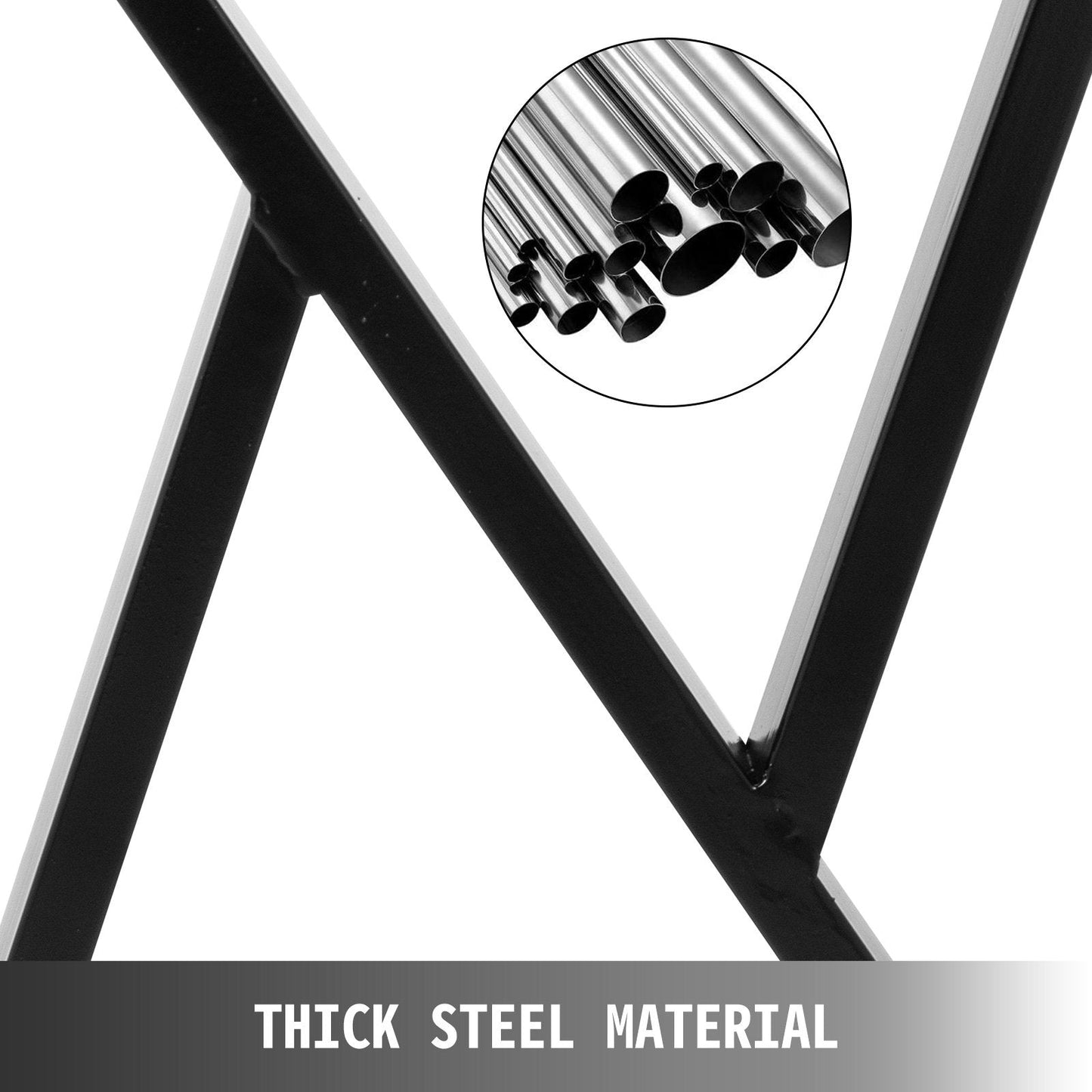 Black Steel Zig Zag Table Legs - 0.71m Height, 0.51m Width, Set of 2