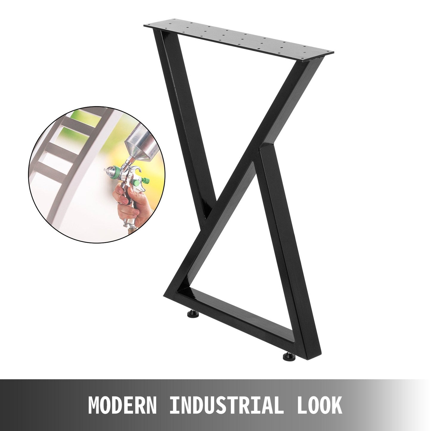 Black Steel Zig Zag Table Legs - 0.71m Height, 0.51m Width, Set of 2