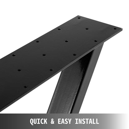 Black Steel Zig Zag Table Legs - 0.71m Height, 0.51m Width, Set of 2