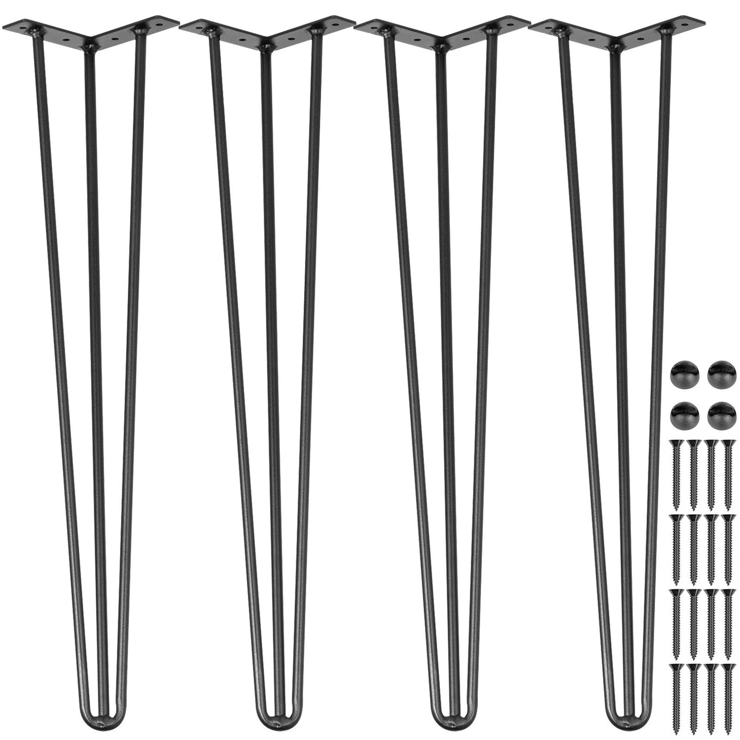 16 cm Hairpin Table Legs, Set of 4, Heavy Duty Carbon Steel with Accessories