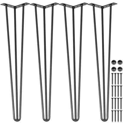 DIY Hairpin Table Legs Set: 71.1 cm, 3-Rod, Heavy Duty, Carbon Steel, 4 Pcs