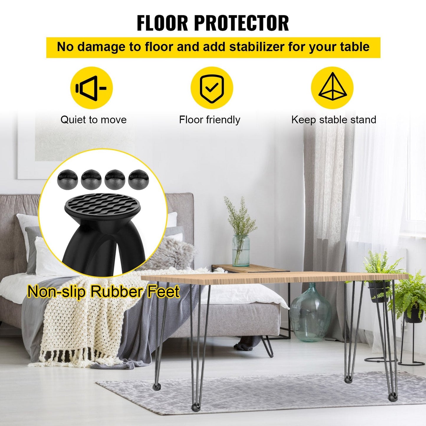 Heavy-Duty 76.2 cm Hairpin Table Legs, Set of 4 with Accessories