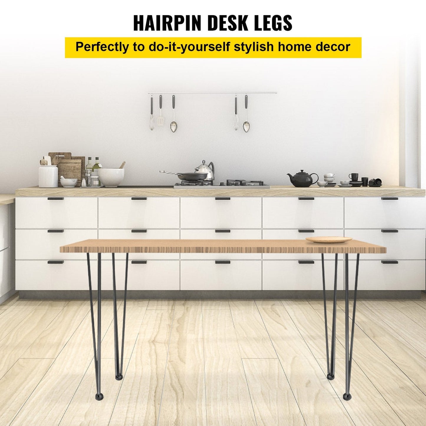 Heavy Duty 0.86m Hairpin Table Legs, Set of 4 with 3 Rods and Accessories