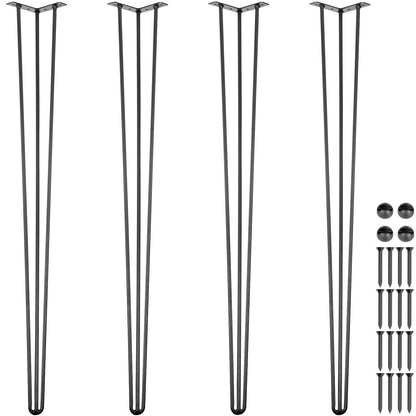 Set of 4 Heavy Duty 91.5 cm Hairpin Table Legs with 3 Rods and Accessories