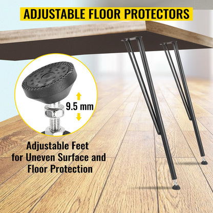 VEVOR Hairpin Table Legs Metal Coffee Table Legs Desk 28" Height 3-Rod Set of 4