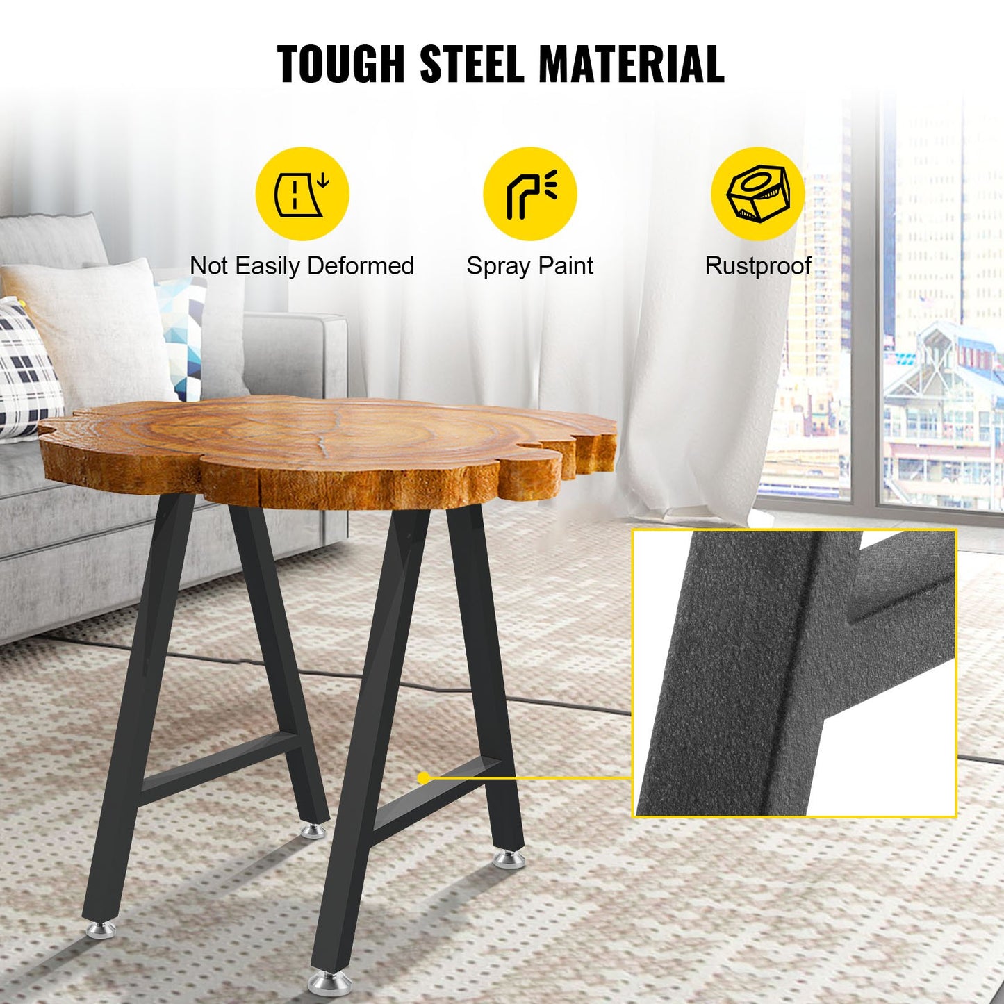 VEVOR Metal Table Legs 28 x 17.7 inch A-Shaped Desk Legs Set of 2 Heavy Duty Bench