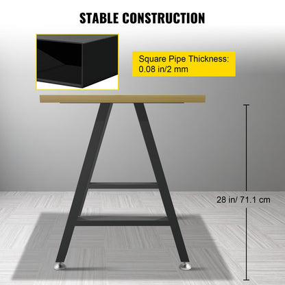VEVOR Metal Table Legs 28 x 17.7 inch A-Shaped Desk Legs Set of 2 Heavy Duty Bench