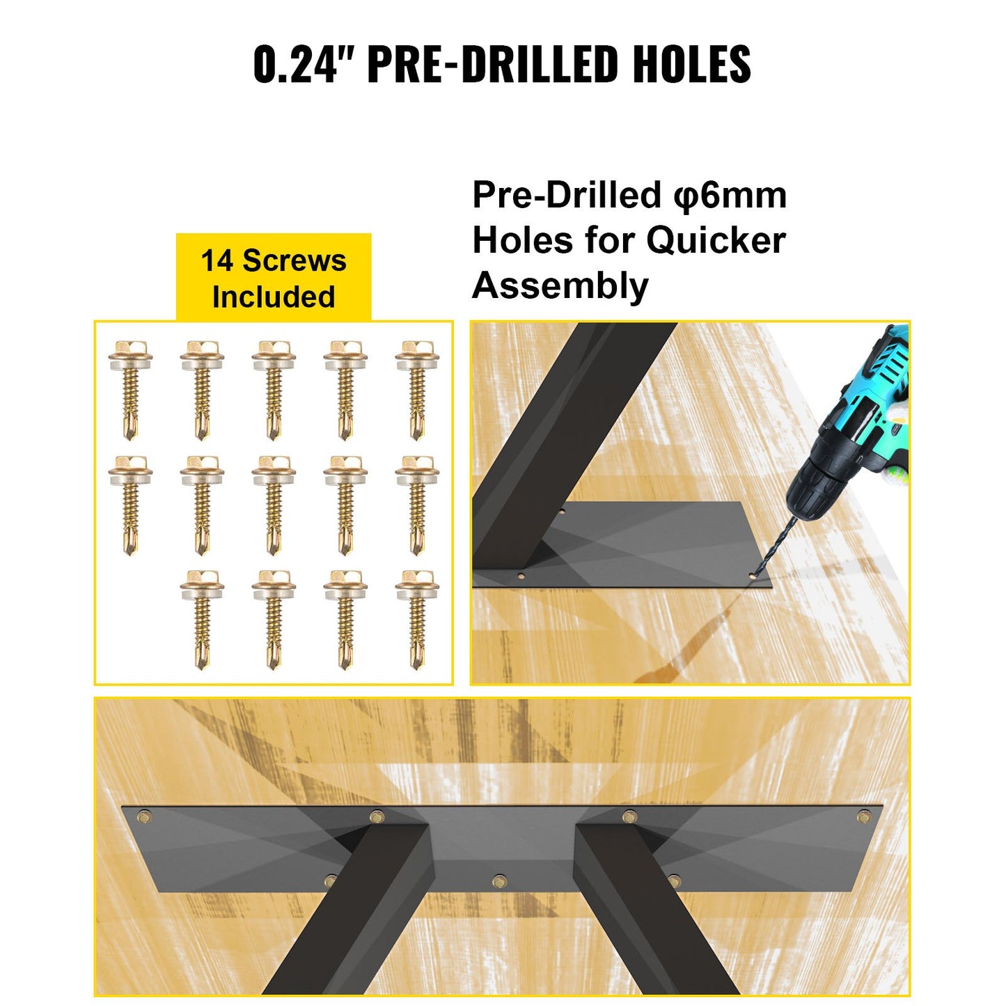 VEVOR Metal Table Legs 28 x 17.7 inch A-Shaped Desk Legs Set of 2 Heavy Duty Bench