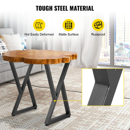 Metal Table Legs, 71.1 x 45.7 cm Desk Legs, Set of 2, Heavy Duty Bench Legs, Z Shape Metal Furniture Legs, Wrought Iron Coffee Table Legs, Home DIY for Dining Table with Rubber Floor Protectors, Mat
